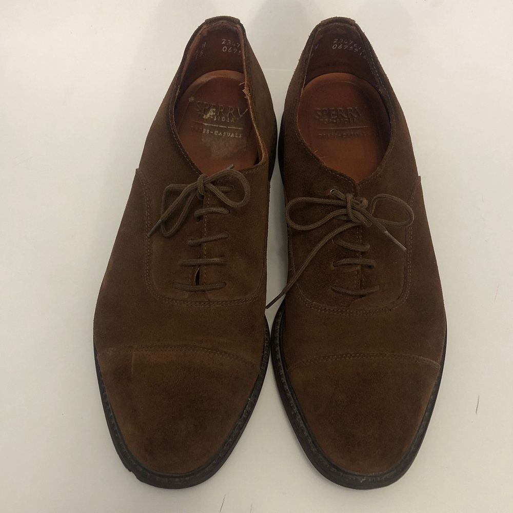 Sperry Top-sider 9.5W Brown Suede Cap toe lace up Excellent Condition